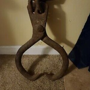 Vintage steel log tongs
